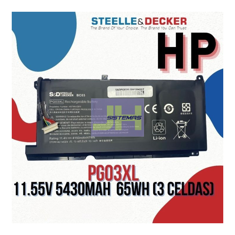 Batería para laptop Hp PG03XL