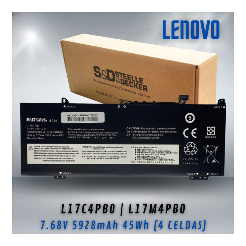 Batería para laptop Lenovo L17C4PB0 L17M4PB0