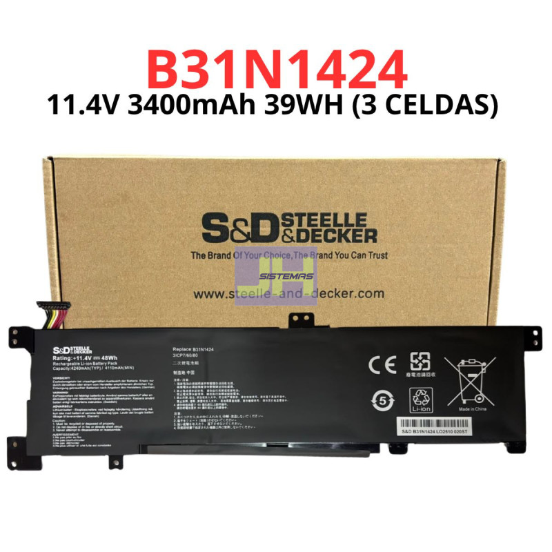 Batería para Asus K401 / A401 y A400U B31N1424