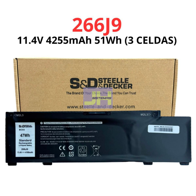 BATERIA PARA DELL 266J9 - 11.4V / 4255MAH / 47WH - 3 CELDAS