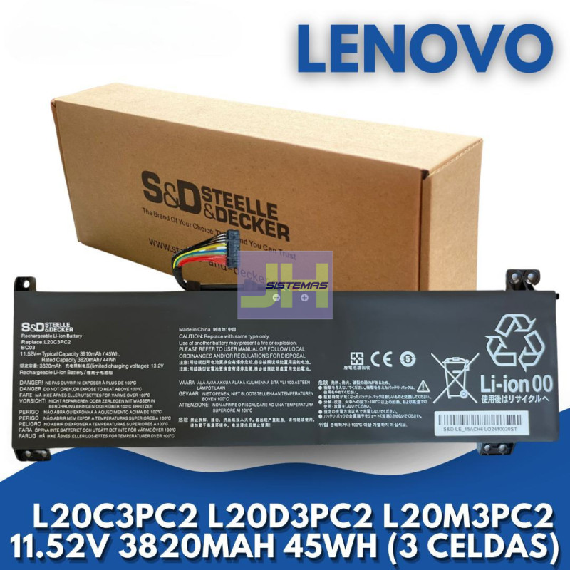 BATERIA INTERNA PARA LENOVO L20C3PC2 - 11.52V / 3910MAH / 45WH - 02 CELDAS