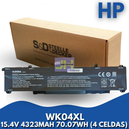 BATERIA PARA HP WK04XL - 15.4V / 4323MAH / 70.07WH - 4 CELDAS