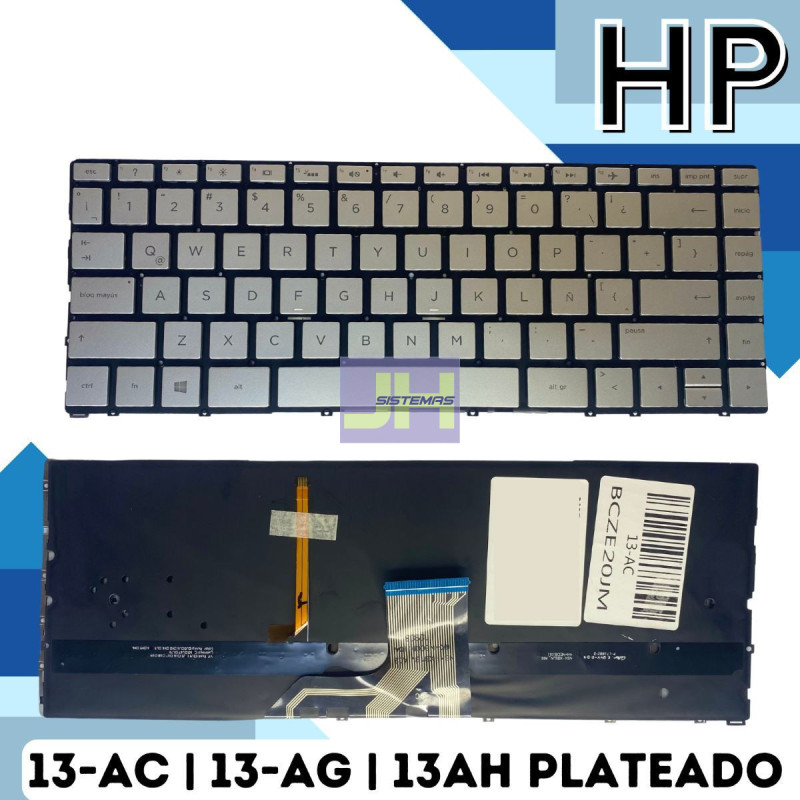 Teclado interno para laptop HP 13-AC - español / plateado / sin iluminacion