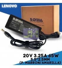 Cargador para Lenovo 20V  -  3.25A 65W punta marron