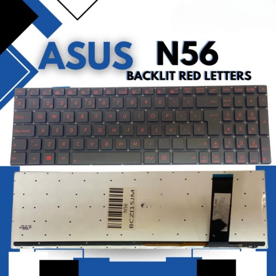 Teclado Laptop Asus N56 / N56X / NR6V / N76VZ/Q550 BACKLIT RED LETTERS