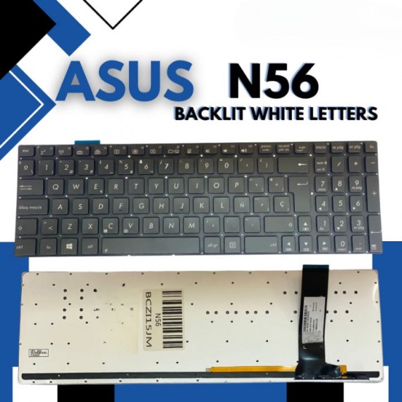 Teclado Laptop Asus N56 / N56X / NR6V / N76VZ/Q550 BACKLIT WHITE LETTERS