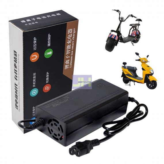 Cargador Para Moto Eléctrica de 48V, Salida: 54.6V 3A, Modelo: 48V3A, Conector IEC