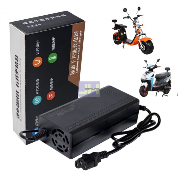 Cargador Para Moto Eléctrica de 60V, Salida: 67.2V 3A, Modelo: 60V3A, Conector IEC