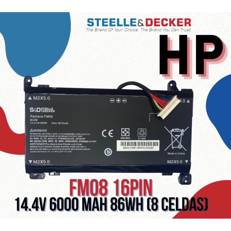 Batería para laptop Hp FM08 de 16 pines