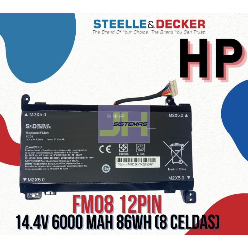 Batería para laptop Hp FM08 de 12 pines