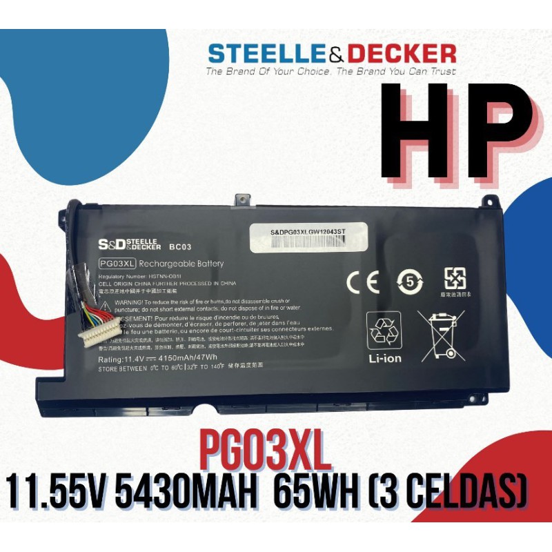 Batería para laptop Hp PL03XL