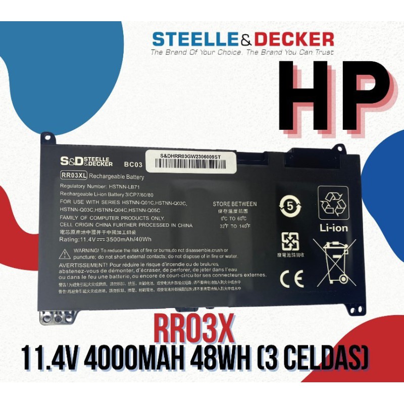 Batería para laptop Hp  RR03XL