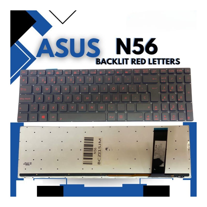 Teclado Laptop Asus N56 / N56X / NR6V / N76VZ/Q550 BACKLIT RED LETTERS