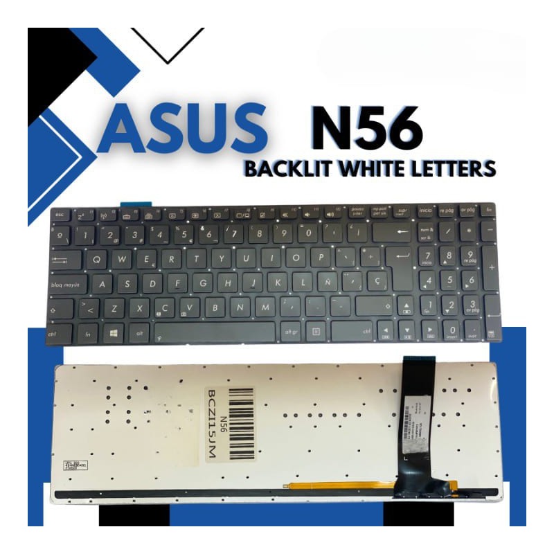 Teclado Laptop Asus N56 / N56X / NR6V / N76VZ/Q550 BACKLIT WHITE LETTERS
