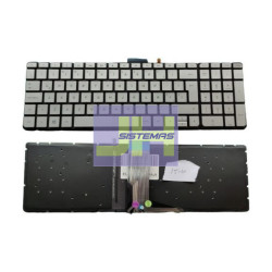 Teclado laptop Hp15-W PLATEADO ENTER GRANDE ILUMINADO