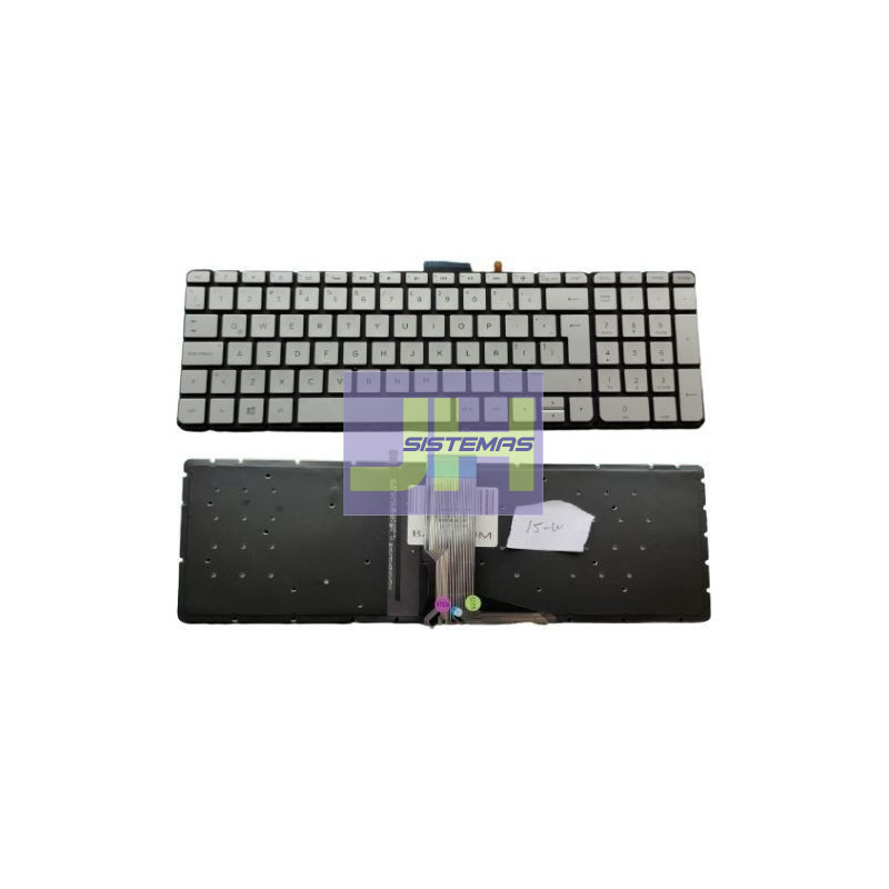 Teclado laptop Hp15-W PLATEADO ENTER GRANDE ILUMINADO