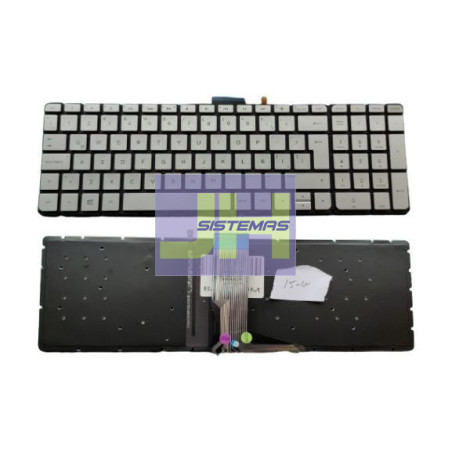 Teclado laptop Hp15-W PLATEADO ENTER GRANDE ILUMINADO